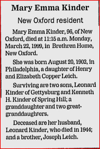 Mary Emma Kinder